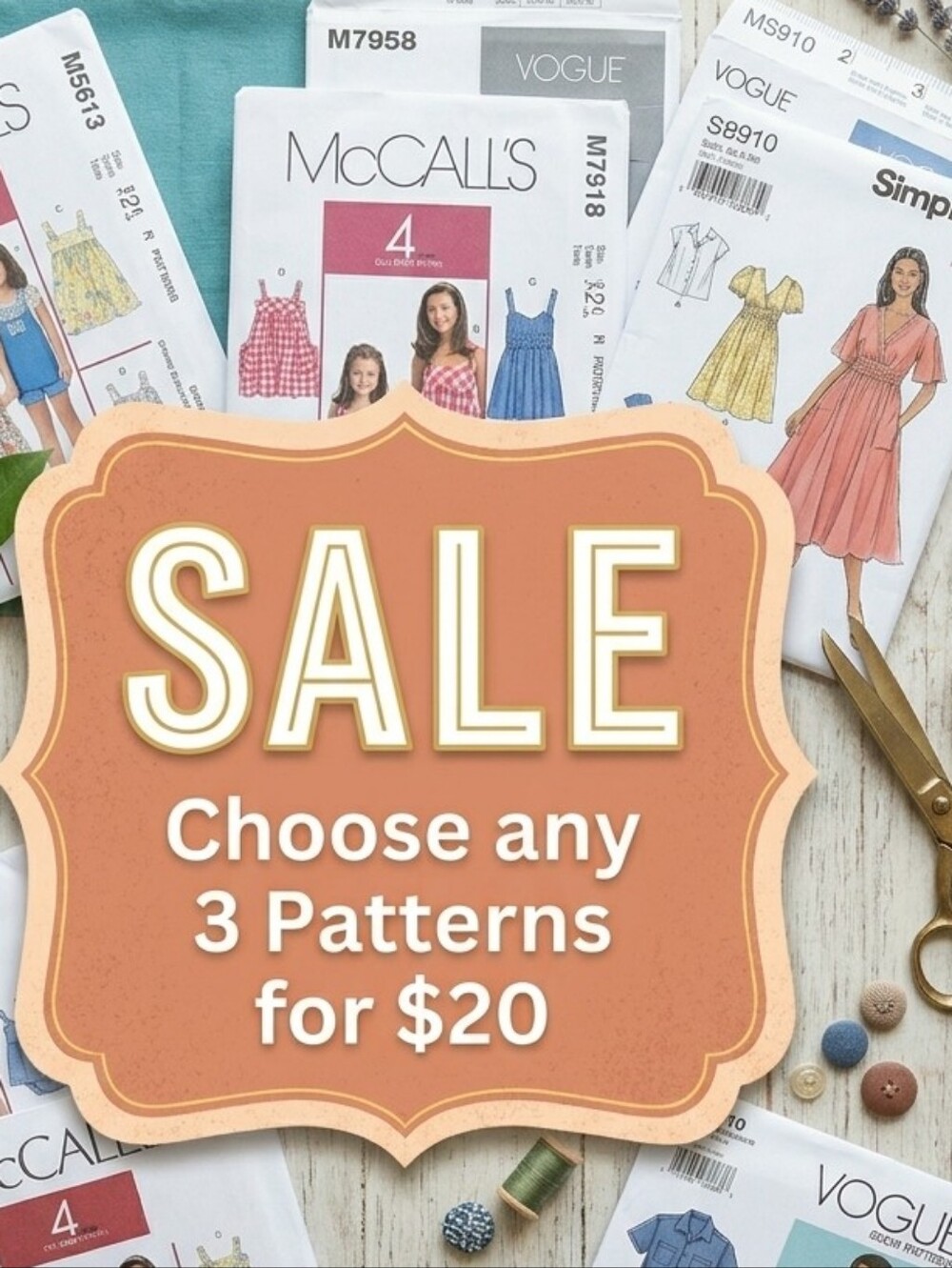 Sale Choose Any 3 Sewing Patterns From My Closet - Purchase Here 3 For $20